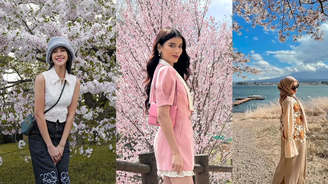 8 Gaya Seleb Tanah Air Berpose di Depan Pohon Sakura, Anya Geraldine, Ria Ricis, hingga Sabrina Chairunnisa
