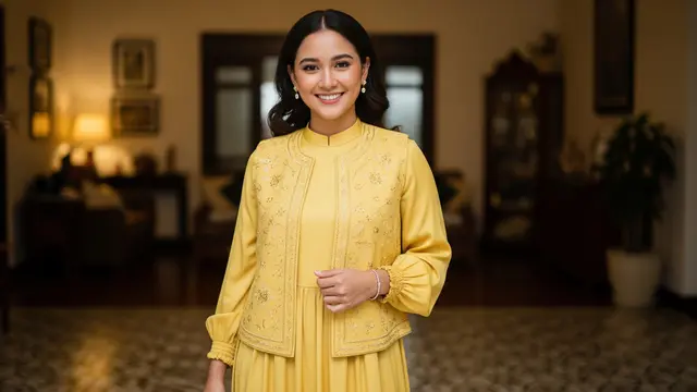 Padu Padan Baju Lebaran Butter Yellow dengan Rompi