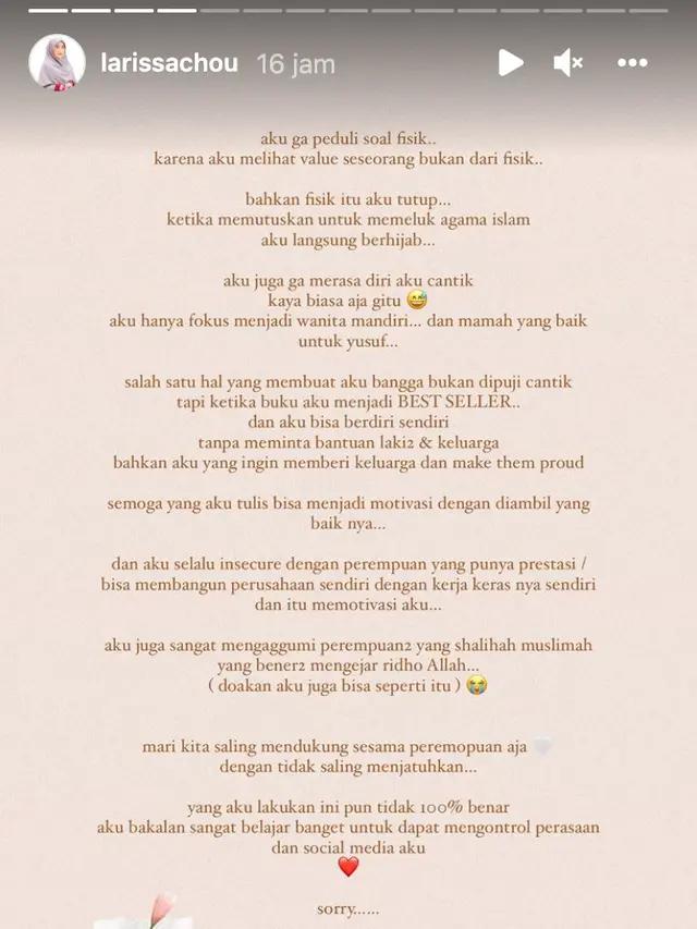 Unggahan Larissa Chou. (Foto: Instagram @larissachou)
