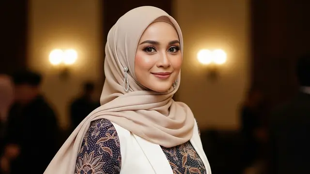 Model Gamis Batik Kombinasi Blazer Polos Formal untuk Acara Resmi