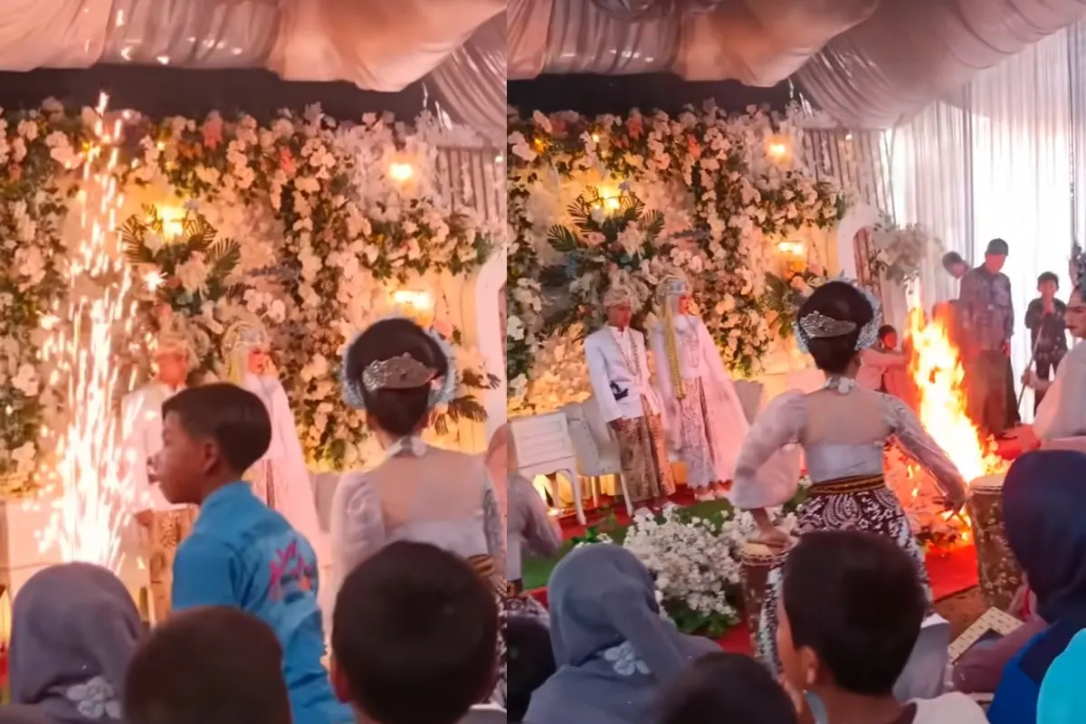Pernikahan Pakai Petasan Viral Berujung Kebakaran