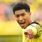 Meski Borussia Dortmund tak lolos ke babak 16 besar, Jude Bellingham bisa dibilang menjadi salah satu gelandang terbaik di fase grup Liga Champions 2021/22. Pergerakan dan kemampuannya menggiring bola menambah dinamisme di lini tengah. Ia juga telah mencetak 1 gol dan 3 assist. (AFP/Ina Fassbender)