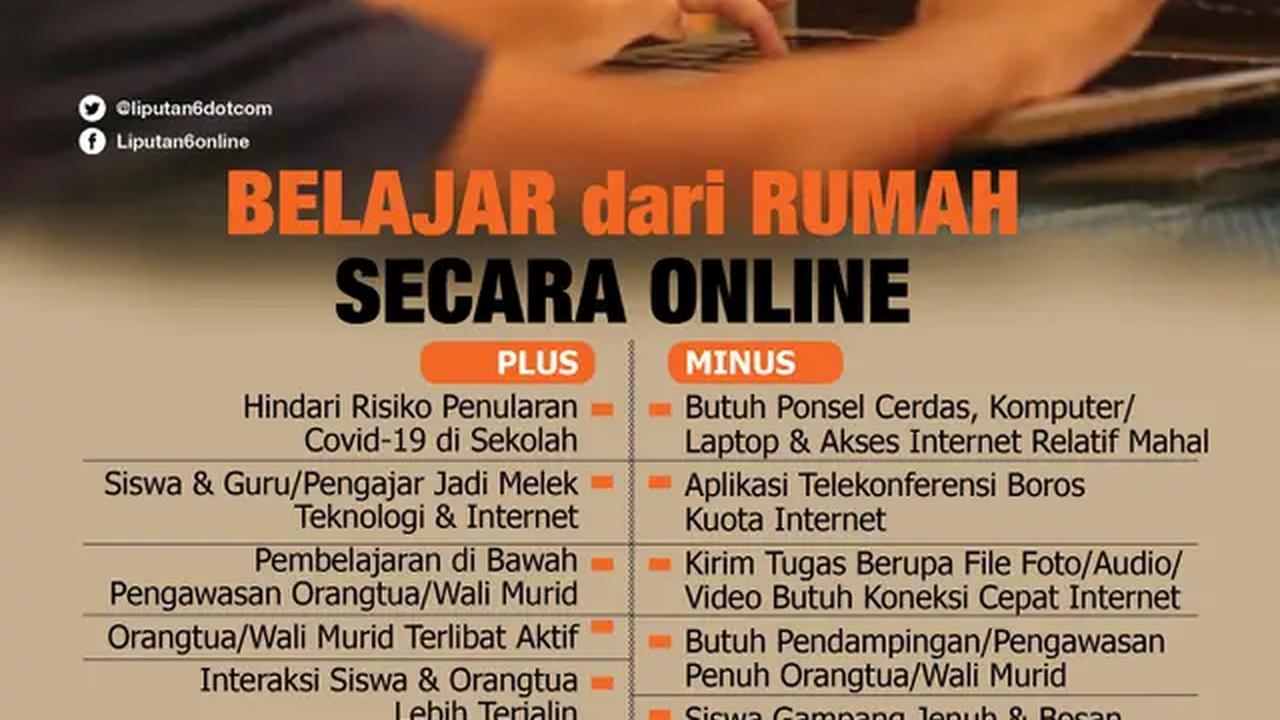 Infografis Plus Minus Belajar dari Rumah Secara Online. (Liputan6.com/Trieyasni)