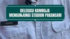 Delegasi Timnas Kamboja mengunjungi Stadion Pakansari, Cibinong, Bogor, untuk mengecek langsung kondisi rumput dan fasilitas stadion jelang pertandingan di Piala AFF 2026.