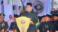 Gubernur Jakarta Pramono Anung dan Wakil Gubernur Jakarta Rano Karno alias Si Doel melangsungkan upacara Hari Ulang Tahun (HUT) ke-498 Kota Jakarta di Monumen Nasional (Monas), Jakarta Pusat,&nbsp; Minggu (22/6/2025). (Liputan6.com/Nanda Perdana Putra)