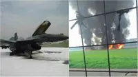 Kondisi F16 yang meledak di Lanud Halim Perdanakusuma. (Ist)