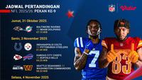 Link Live Streaming NFL 2025/26 Pekan ke-9, Tayang Eksklusif di Vidio