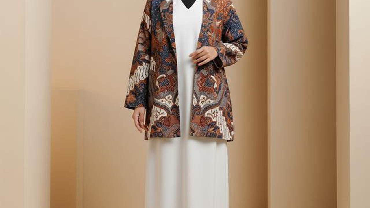 7 Model Gamis Polos Kombinasi Blazer Batik Terbaru, Tampil Stylish di Penghujung 2025