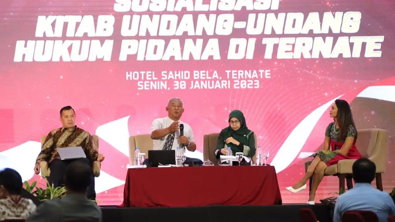 Sosialisasi KUHP di Hotel Sahid Bela Ternate, Maluku Utara, Senin (30/1/2023).
