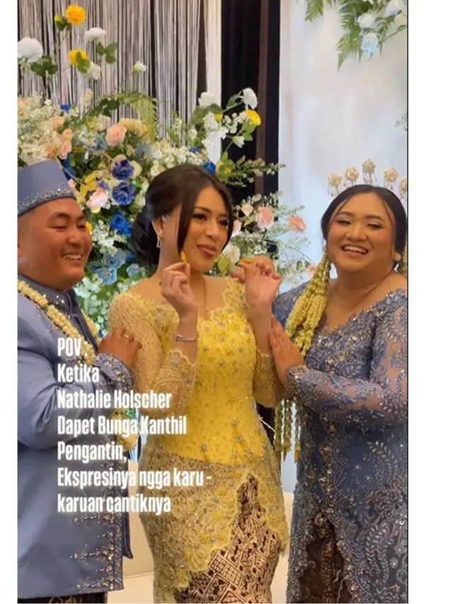 6 Potret Nathalie Holscher di Pernikahan Sang Adik, Memukau Pakai Kebaya Kuning