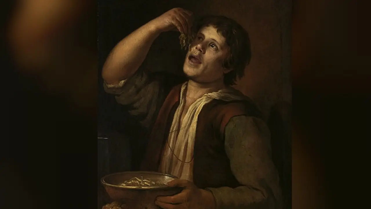 Lukisan Jan Vermeer van Utrecht tentang seorang lelaki yang memakan mi (Wikipedia/Public Domain)