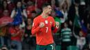 <p>Selebrasi Cristiano Ronaldo dalam laga Kualifikasi Piala Dunia 2026 antara Portugal vs Hungaria, Rabu (15/10/2025).&nbsp;(AP Photo/Armando Franca)</p>