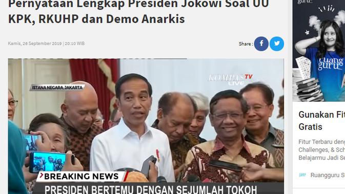 Cek Fakta Liputan6.com menelusuri klaim foto Presiden Jokowi umumkan bebas masker dan kegiatan masyarakat kembali normal