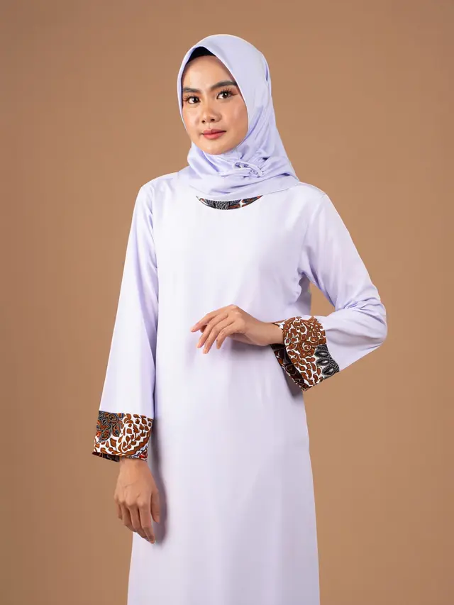 Gamis Katun Kombinasi Batik Formal Santai