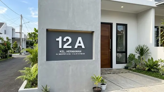 Desain Ceruk Nomor Rumah yang Menyatu dengan Fasad Minimalis