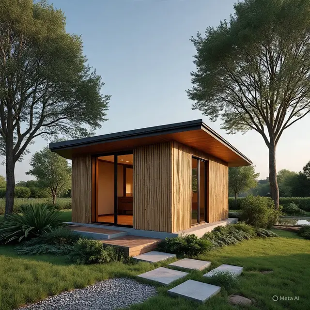 Model rumah di desa dengan taman asri (Foto: Gemini)