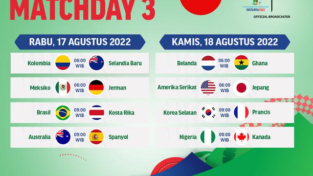 Link Live Streaming Piala Dunia Wanita U-20 Matchday 3 di Vidio, 17&18 Agustus 2022