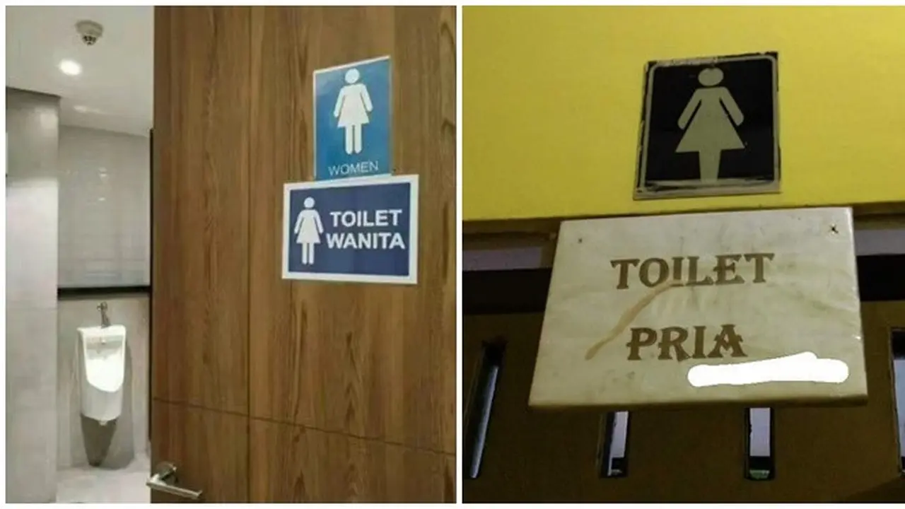 6 Tulisan Toilet Umum Wanita dan Pria Tak Sesuai Ini Bikin Bingung
