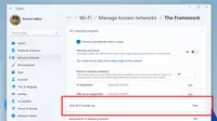 Windows 11 Insider Preview Build yang memiliki fitur baru untuk melihat password WiFi dengan mudah. (Doc. Microsoft)