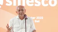 Menteri Koperasi dan UKM (MenkopUKM) Teten Masduki pada acara launching Smesco Hub Timur dan SMEs Investment Dashboard di sela-sela ajang Xendit Pasar Nusa Dua ke-2, di Nusa Dua, Bali, Jumat (30/9/2022).