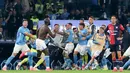 Gol-gol kemenangan Napoli dicetak oleh dari Scott McTominay dan Romelu Lukaku. (AP Photo/Gregorio Borgia)