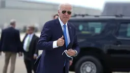 Biden dinyatakan positif COVID-19 pada hari Rabu (17/7/) saat berkampanye di Nevada dan sejak itu diisolasi di rumahnya di Pantai Rehoboth, Delaware. (AP Photo/Manuel Balce Ceneta)
