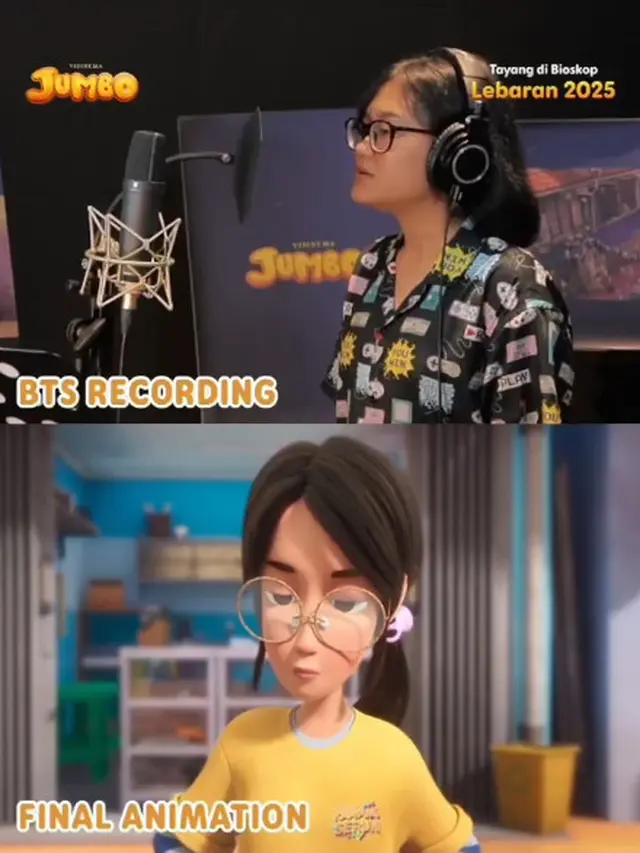 6 Potret BTS Recording Vs Final Animation Film Jumbo