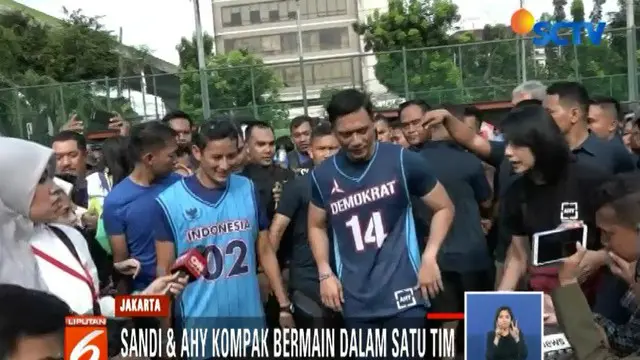 Persiapan Debat Cawapres, Sandi Main Basket Bersama AHY