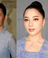 Penampilan Kusuma Puteri, Cucu dari Mooryati Soedibyo dalam balutan kebaya baby blue. Aksi payet yang tersematkan di seluruh permukaan kebaya berhasil membuat gaya kian glamor. [@kusumaputeri]