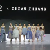 Koleksi dari&nbsp;Susan Zhuang di panggung Indonesia Fashion Week 2025/copyright istimewa