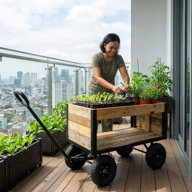 Meja Tanam Adaptif (Garden Cart) (Gemini AI)
