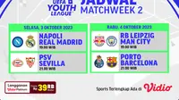 Jadwal Live Streaming UEFA Youth League Week 2 di Vidio, 3&4 Oktober 2023. (Sumber: dok. vidio.com)
