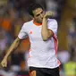 Gelandang Valencia, Dani Parejo melakukan selebrasi usai mencetak gol kemenangan ke gawang Alaves, pada laga pekan ke-5 La Liga 2016-2017, Stadion Mestalla, Jumat (23/9/2016) dini hari WIB. (EPA/Miguel Angel Polo)