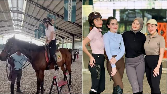 6 Potret Azizah Salhsa Jajal Latihan Berkuda, Curi Perhatian