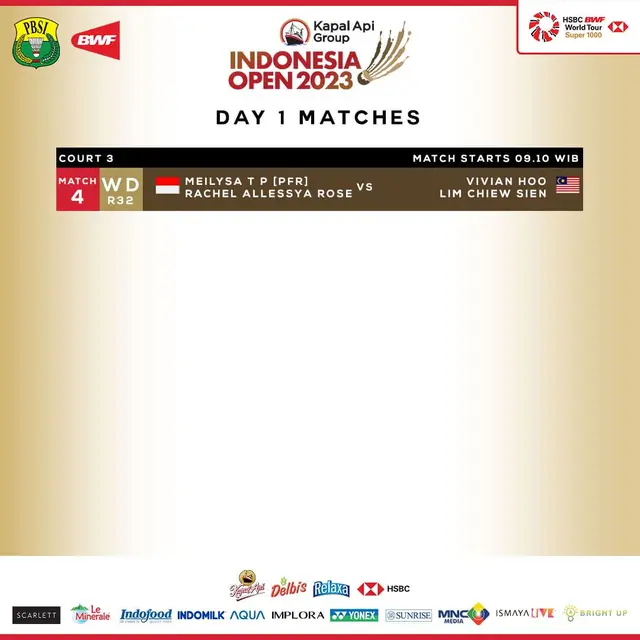 Jadwal main wakil Indonesia di ajang turname badminton Indonesia Open 2023 di hari perdana 13 Juni 2023.