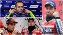 Berikut ini klasemen sementara MotoGP 2017 hingga Sirkuit Motegi, Jepang. Persaingan Andrea Dovizioso dan Marc Marquez di  klasemen sementara MotoGP 2017 semakin panas. (Foto-foto Kolase AFP dan AP).