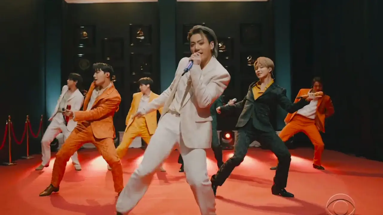 BTS dalam Grammy Awards 2021. (CBS/Recording Academy via AP)