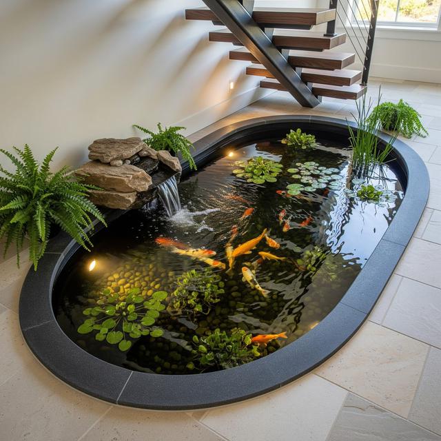Desain Kolam Ikan Bawah Tangga