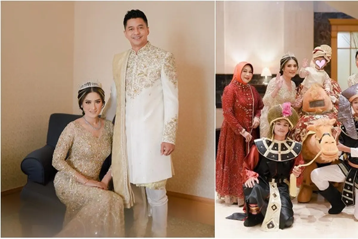 6 Potret Adly Fairuz dan Angbeen Rishi di Syukuran Khitanan Anak, Tampil Serasi