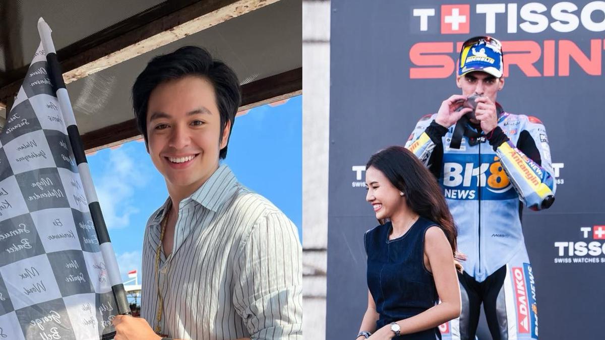 Gaya Pasutri Angga Yunanda dan Shenina Cinnamon Jadi Pengibar Bendera Finish dan Pembawa Medali Podium di MotoGP Mandalika 2025