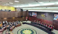 Mahkamah Konstitusi (MK) menggelar sidang putusan sengketa Pilpres 2024, Senin (22/4/2024). (Liputan6.com/ Nanda Perdana Putra)