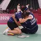 Hary Susanto/Leani Ratri saat memenangkan final badminton SL3-SU5 di Paralimpiade Tokyo 2020 (AP)
