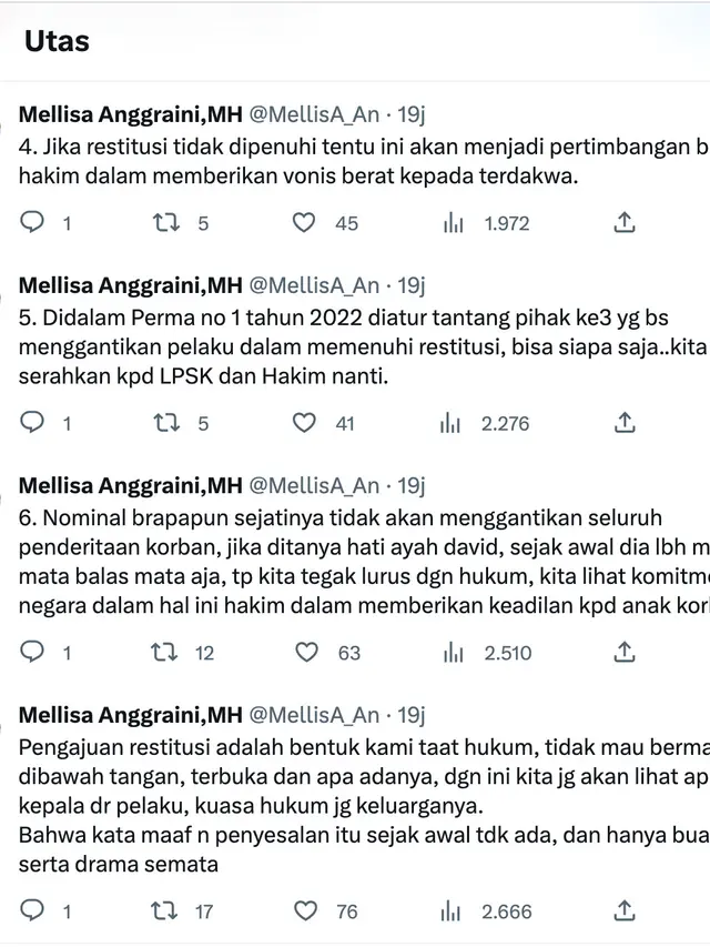 Klarifikasi Mellisa Anggraini pengacara David Ozora soal tudingan kliennya incar harta Rafael Alun Trisambodo. (Foto: Dok. Instagram @MellisA_An)