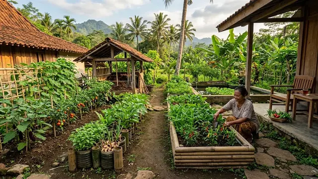Ide Kebun Kecil untuk Mendukung Gaya Hidup Tenang dan Hemat/AI Generated