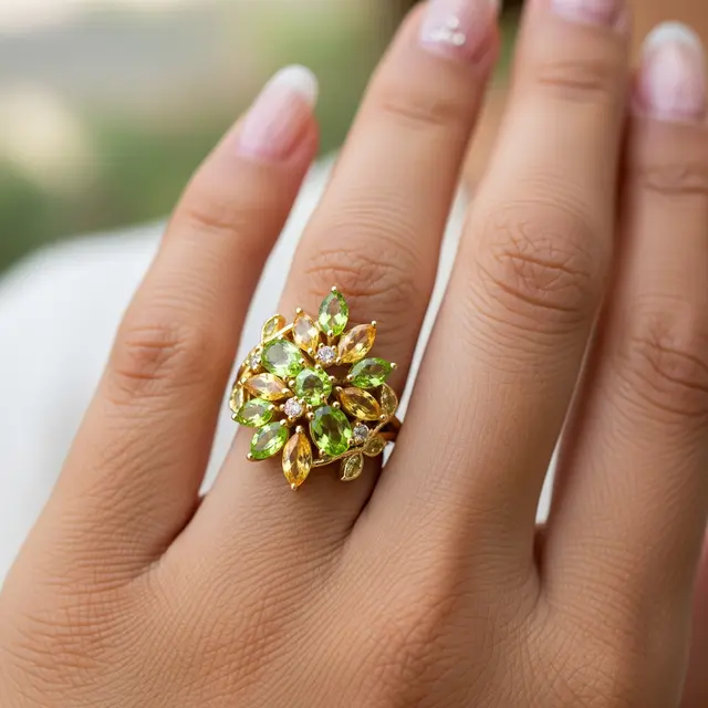 Cincin Emas Batu dengan Kombinasi Warna Cantik (Image by Gemini AI)