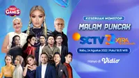 Penayangan Malam Puncak HUT SCTV 32 XtraOrdinary di Vidio hadir lebih awal pada 24 Agustus 2022 pukul 18.15 WIB. (Dok. Vidio)