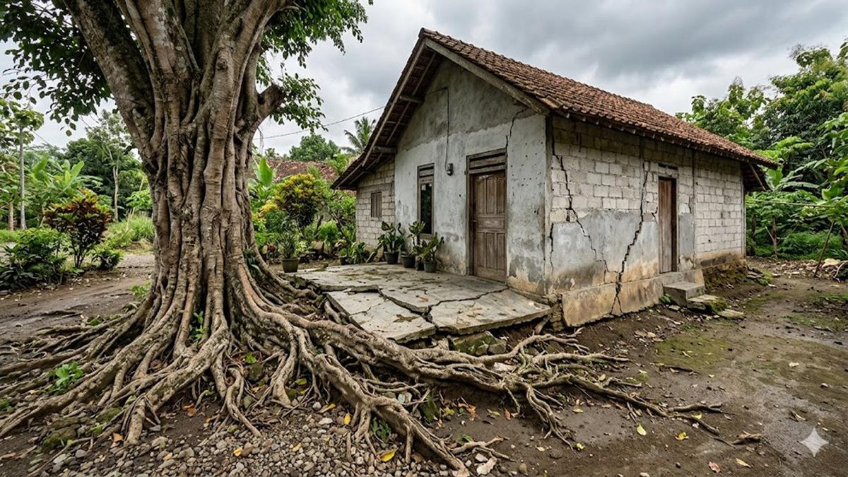Tanda Akar Pohon Mulai Mengganggu Pondasi Rumah, Kenali Sejak Dini Sebelum Retak Membesar