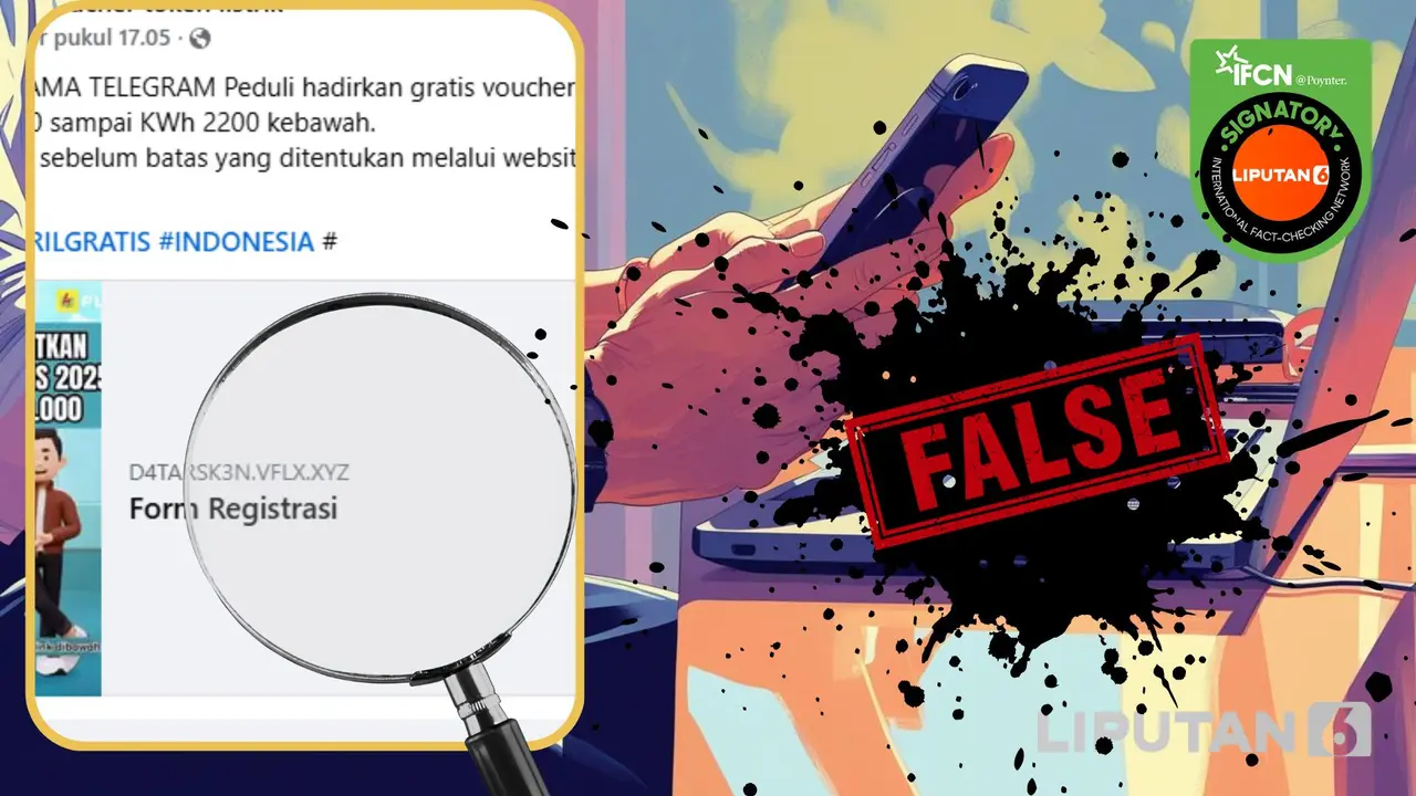 Tangkapan layar klaim link pendaftaran program kerja sama PLN dengan Telegram voucher listrik gratis