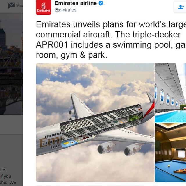 emirates pamer pesawat 3 tingkat