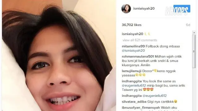 Bripda Ismi Aisyah, Polwan cantik yang mencuat saat teror bom di Cicendo, Bandung mengunggah foto saat ia baru bangun tidur. 